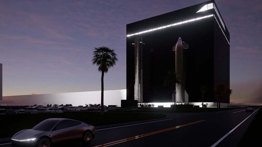 Fotografía que ilustra la noticia: SpaceX levanta la Gigabay en Florida: una megaestructura de 116 metros para Starship y Super Heavy